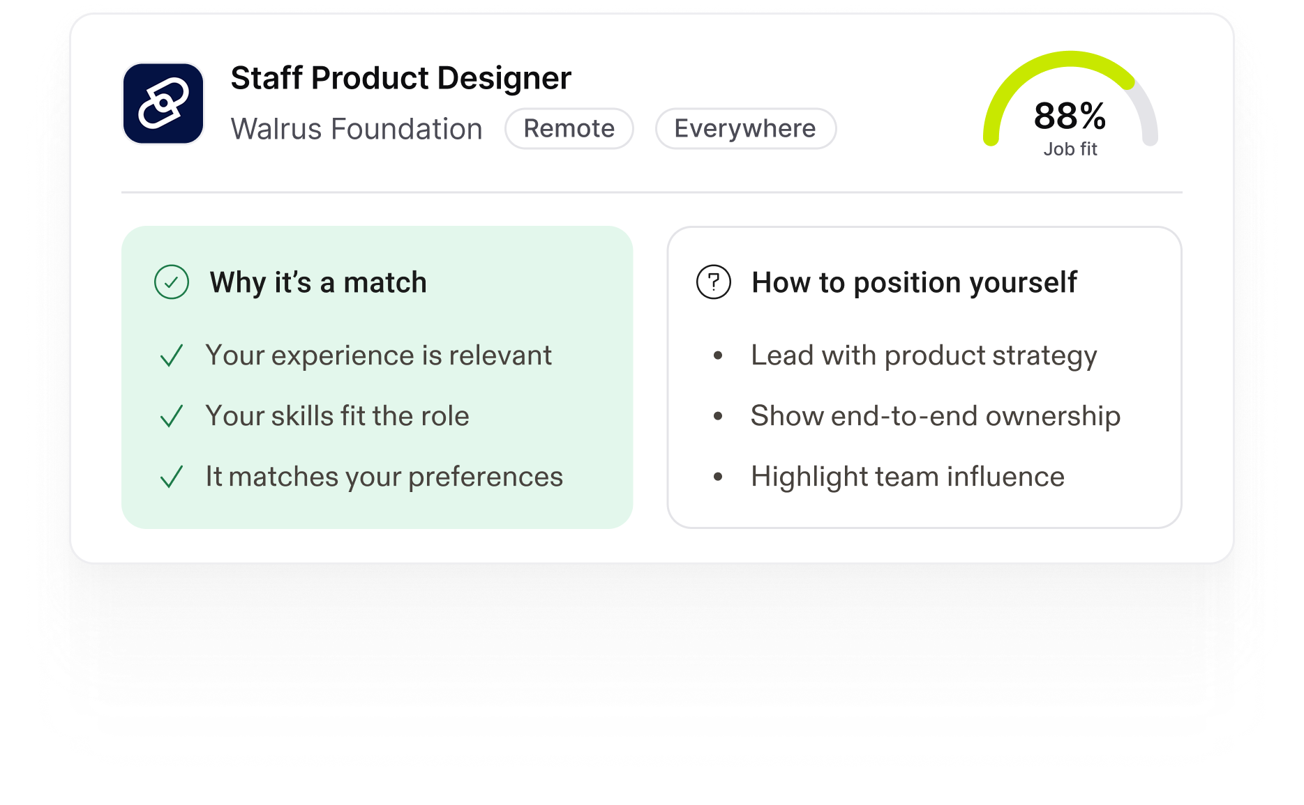 PostmarkOS job match with fit guidance
